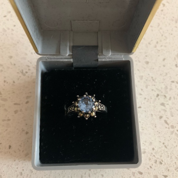 Sterling silver 925 ring with blue synthetic stone size 8 - Picture 2 of 4